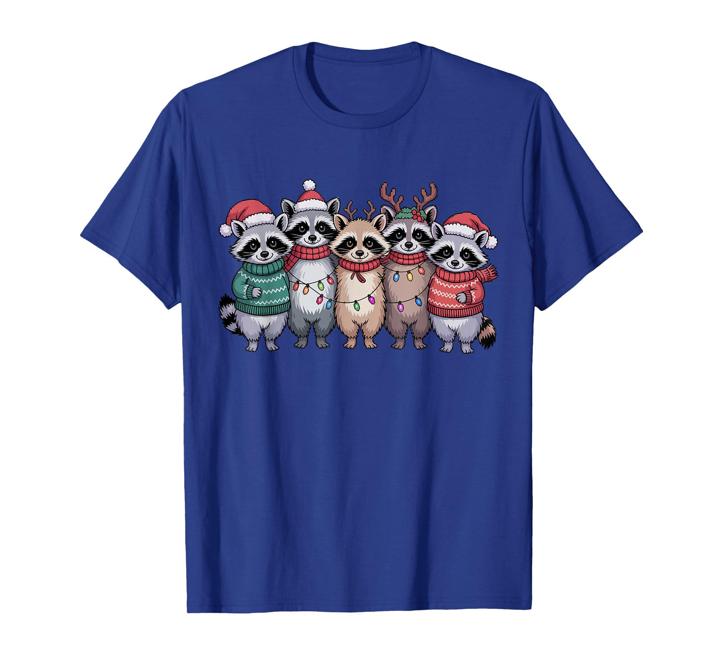 Christmas Lights Raccoon Santa Funny Xmas Tree for Men Women T-Shirt