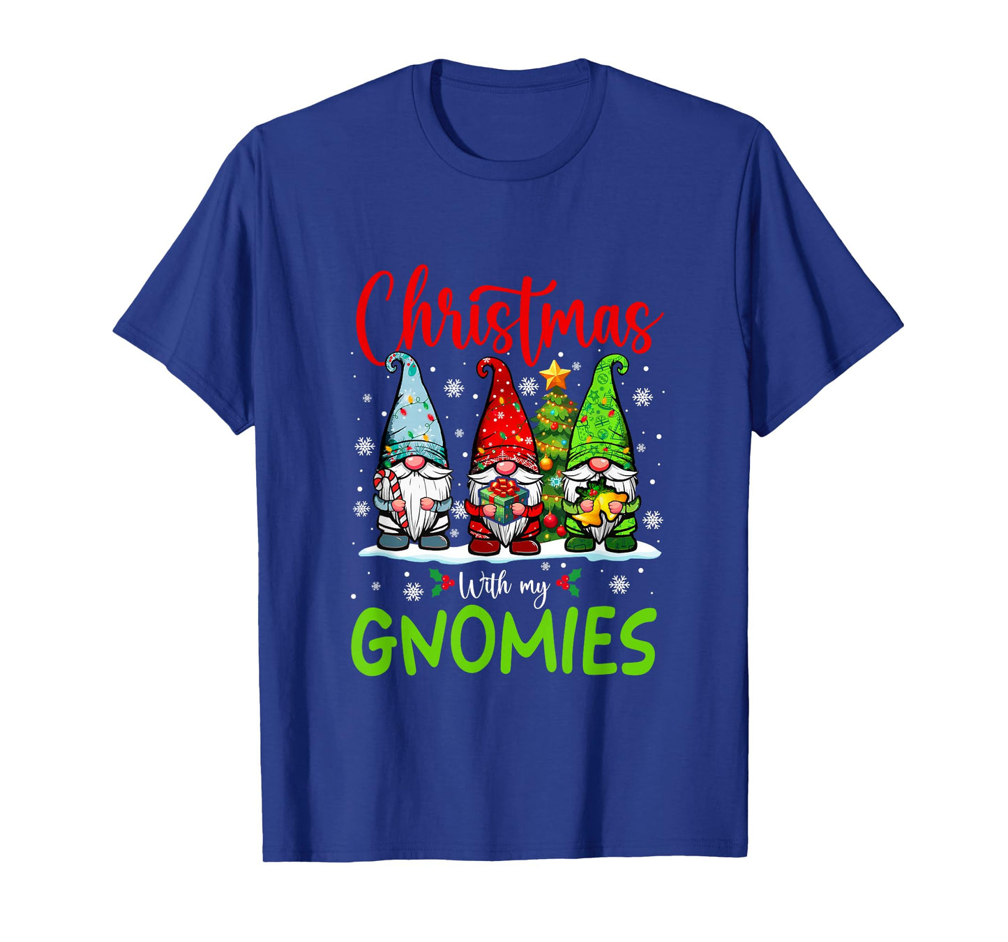 Christmas with My Gnomies Three Gnomes Xmas Tree Lights T-Shirt