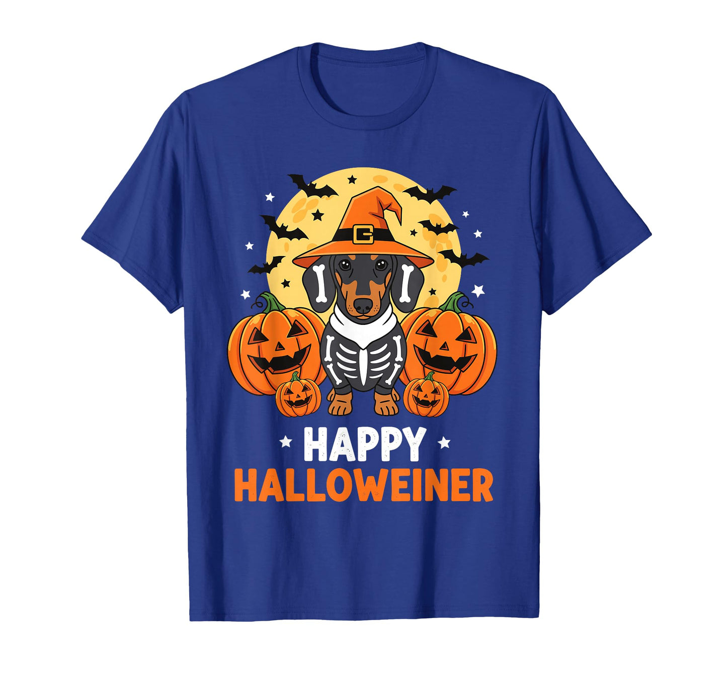 Happy Halloweiner Funny Halloween Dachshund Witch Skeleton T-Shirt