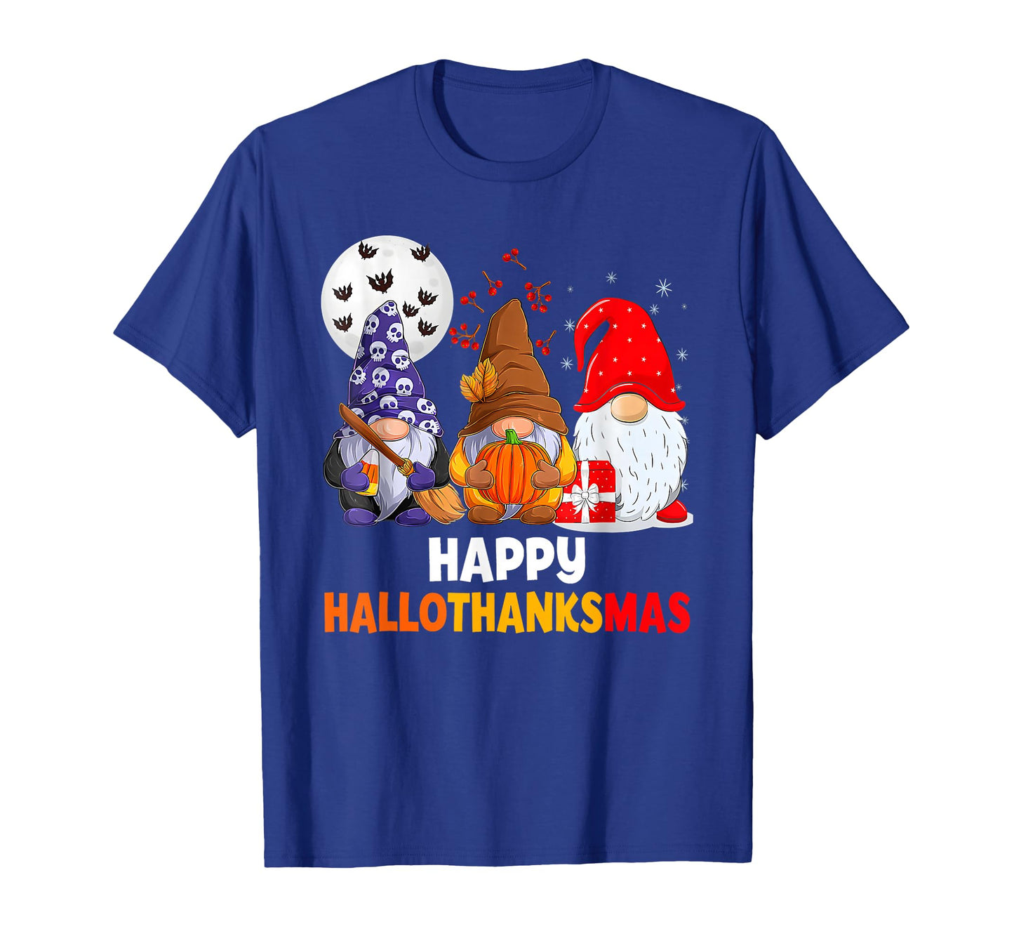 Happy Hallothanksmas Gnomes Lover Halloween Merry Christmas T-Shirt
