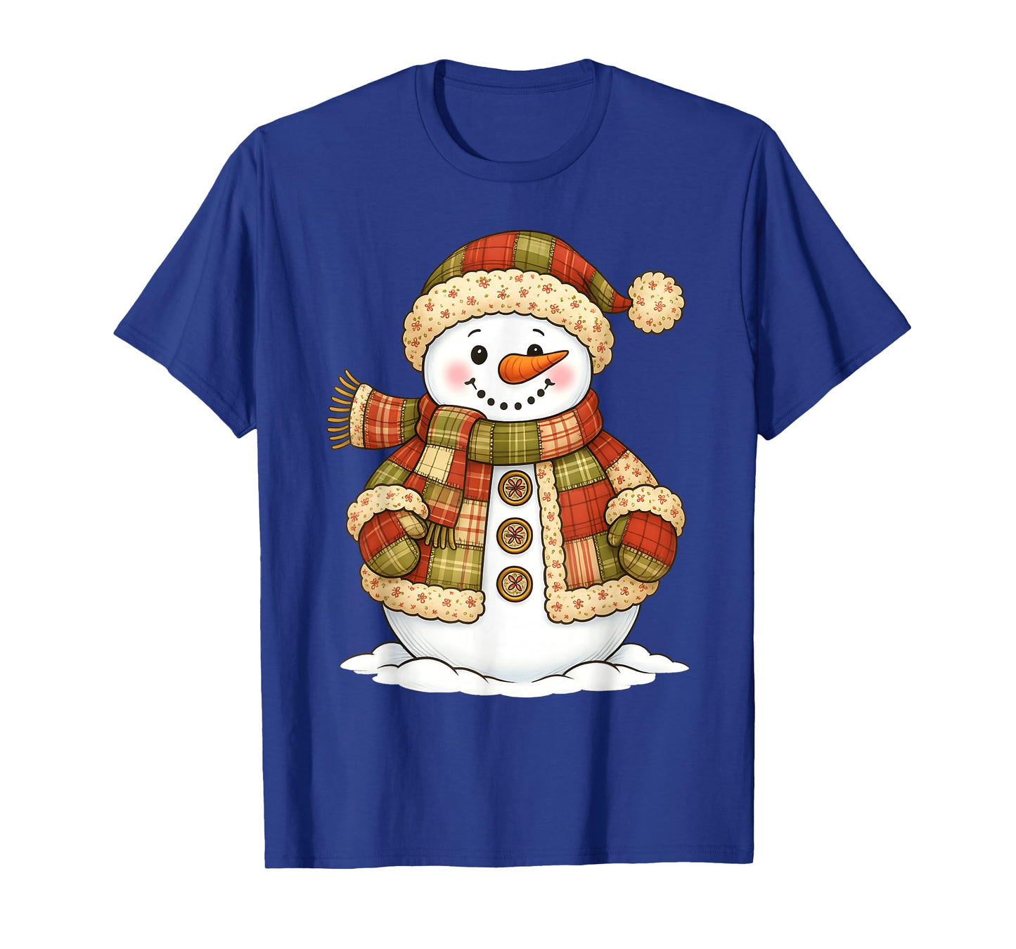 Patchwork Snowman Retro Funny Snowman Holiday Christmas Xmas T-Shirt