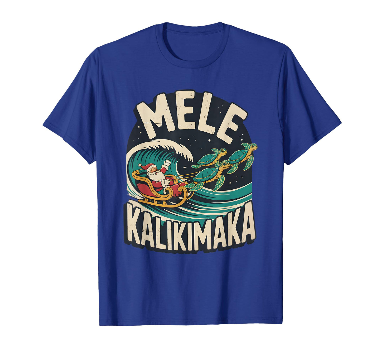 Mele Kalikimaka Santa Sleigh Sea Turtles Hawaiian Christmas T-Shirt