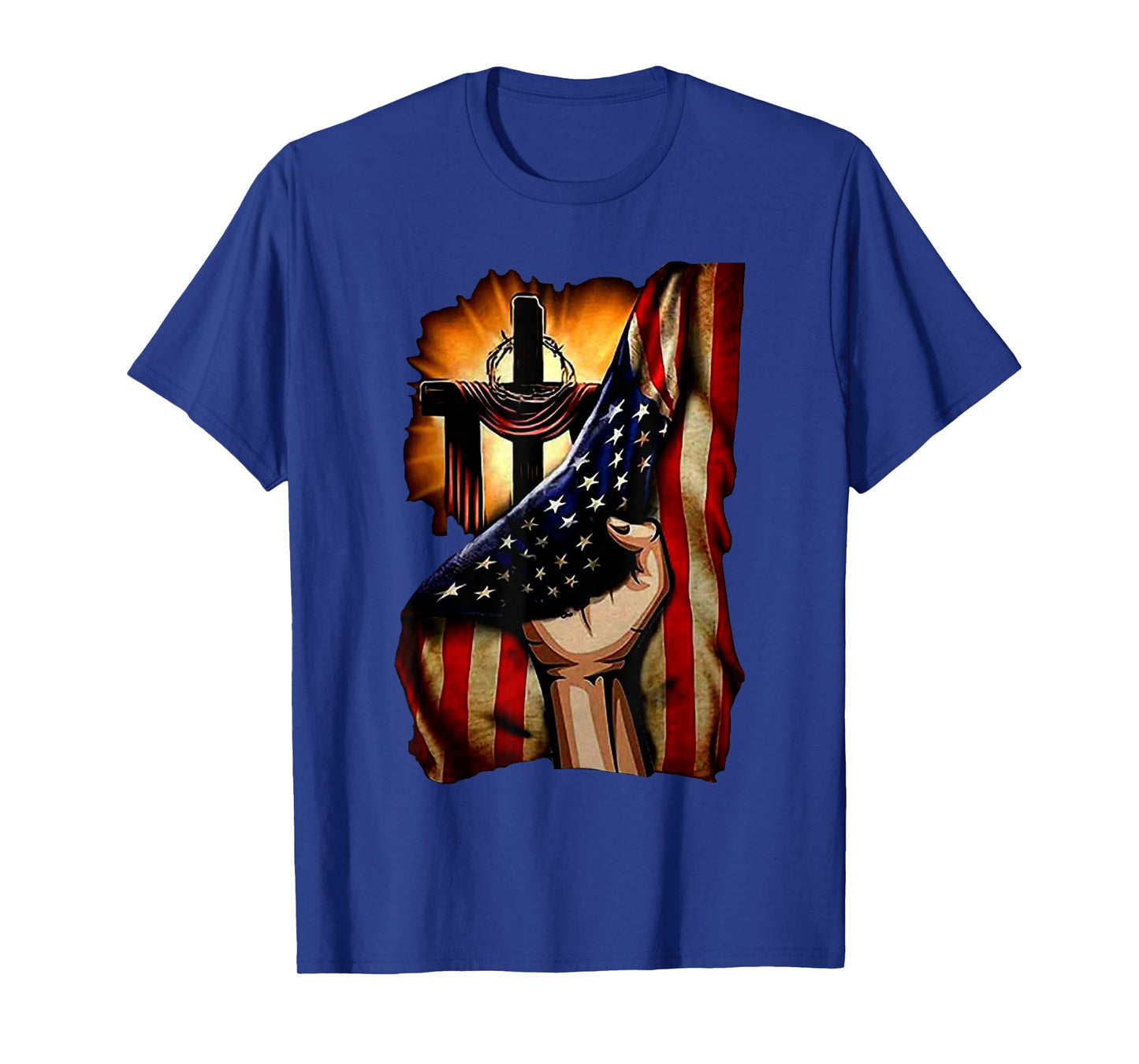 Cross Christ American Flag Pride Hand Christian Lover Gift T-Shirt for Women Men