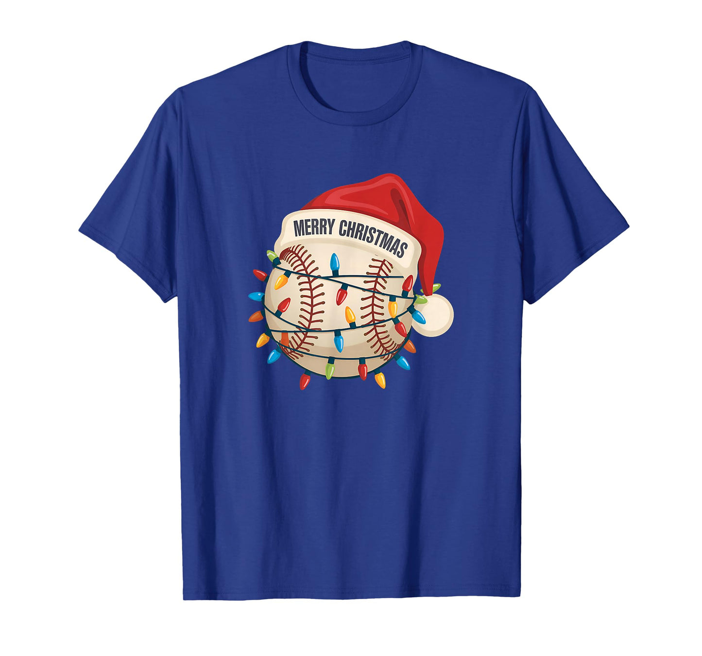 Funny Baseball Merry Christmas Holiday Lights T-Shirt