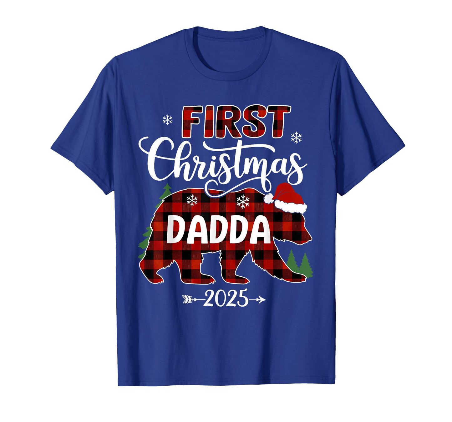 Pregnancy First Christmas Dadda Red Plaid Bear Santa 2025 T-Shirt
