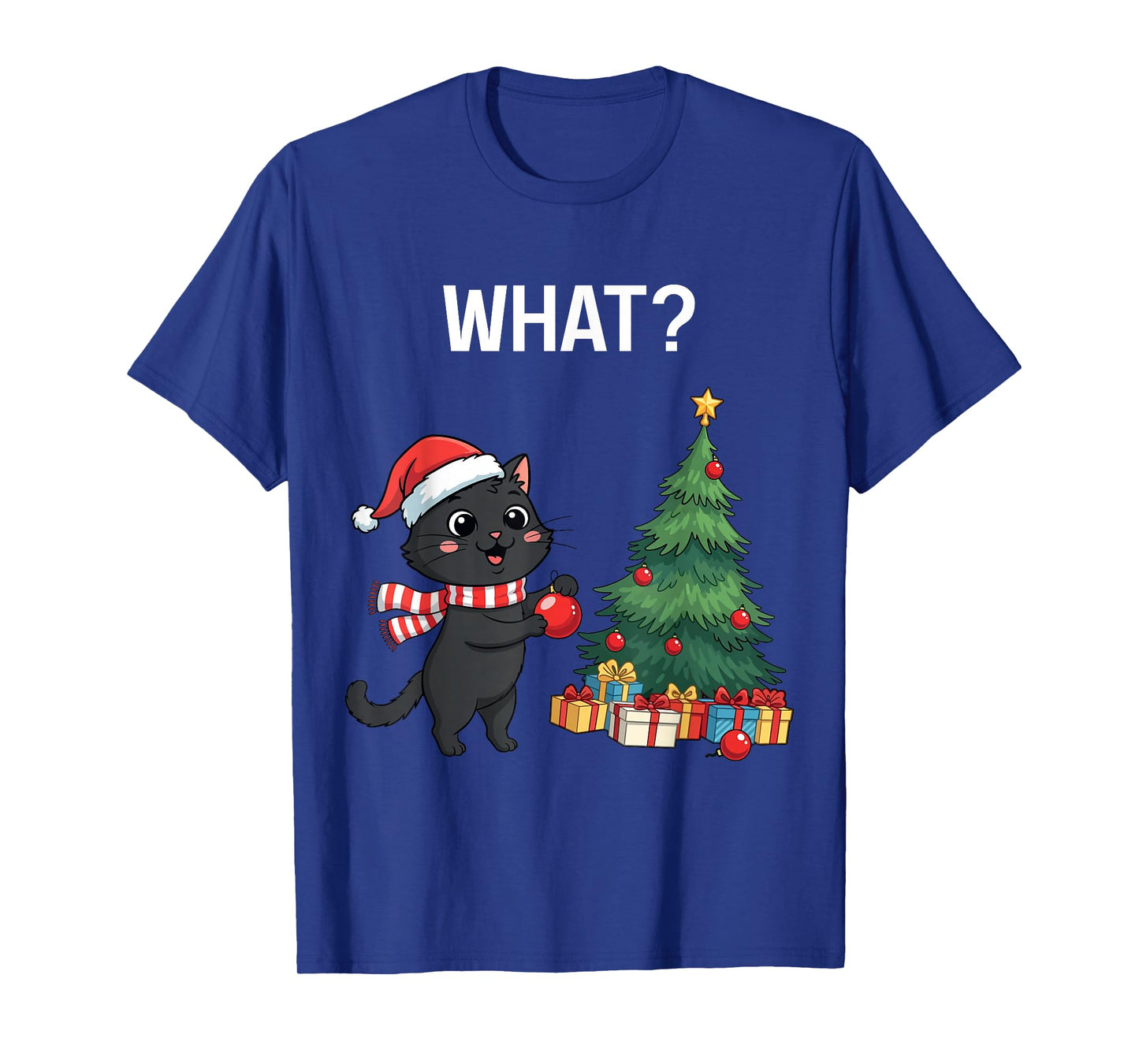 Funny Cat What Christmas Cute Ugly Christmas T-Shirt