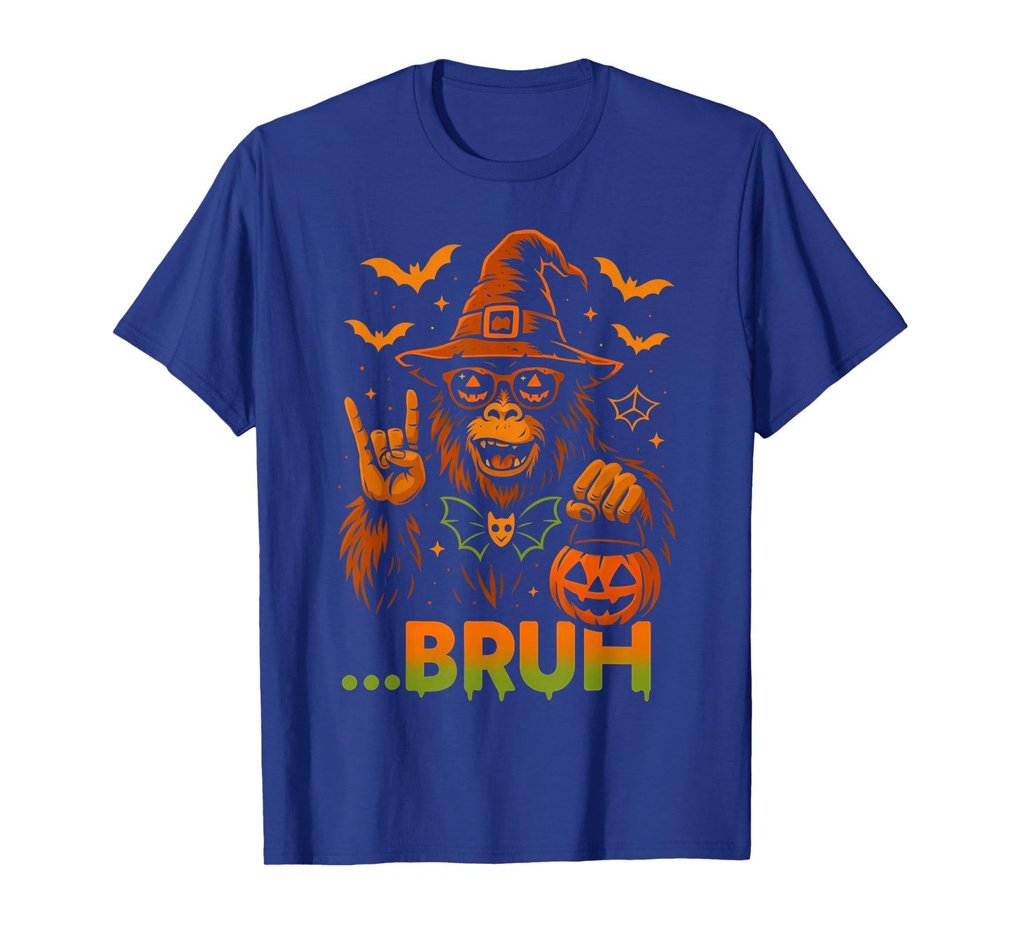 Funny Witch Sasquatch Rock On Bruh Meme Halloween Costume T-Shirt