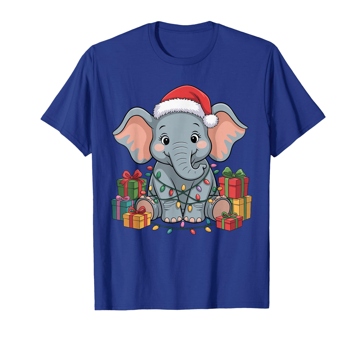Elephant Santa Hat Christmas Design Funny Wild Animal Lovers T-Shirt