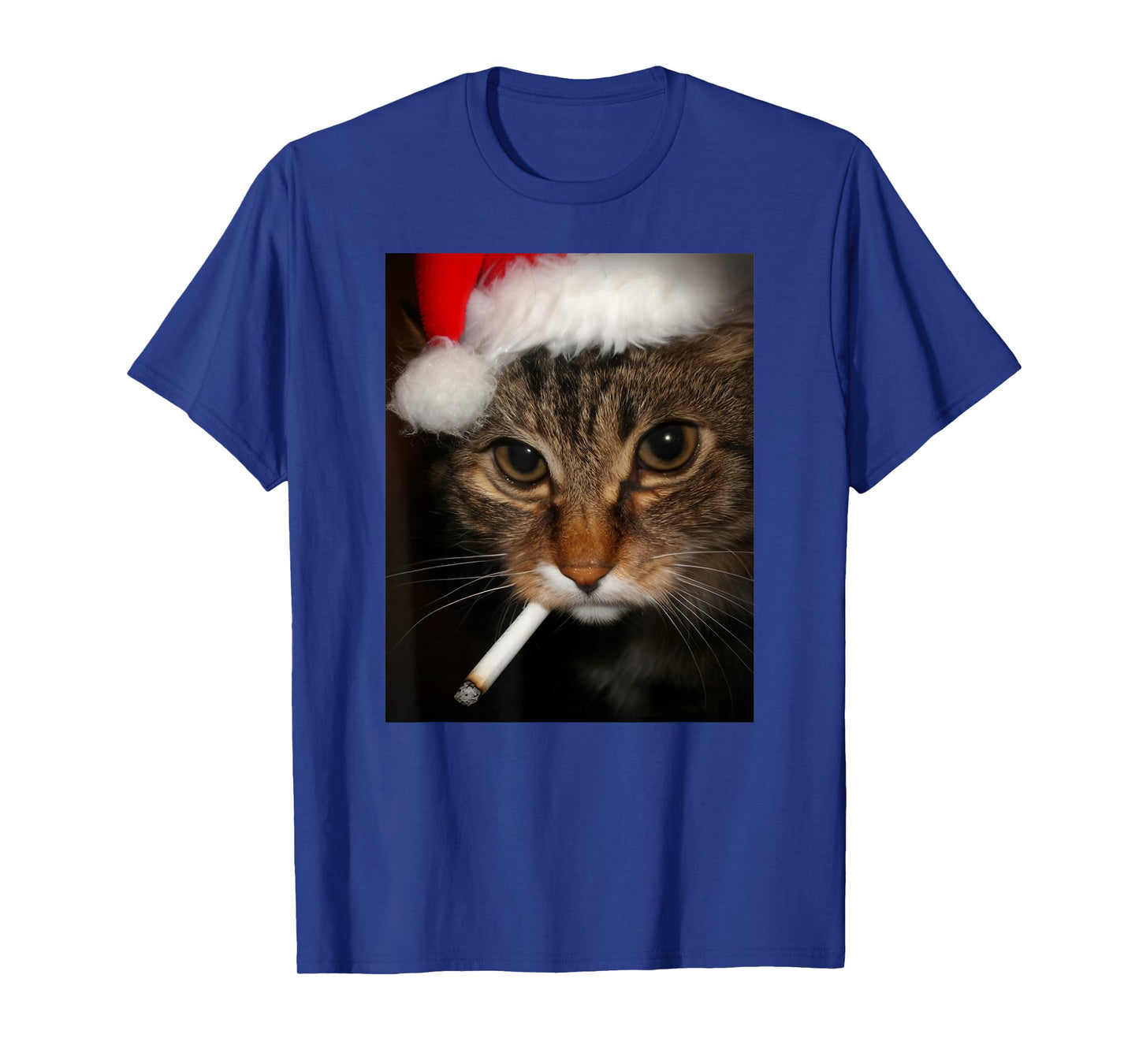 Smoking Cat in Santa Hat Funny Xmas Meme T-Shirt