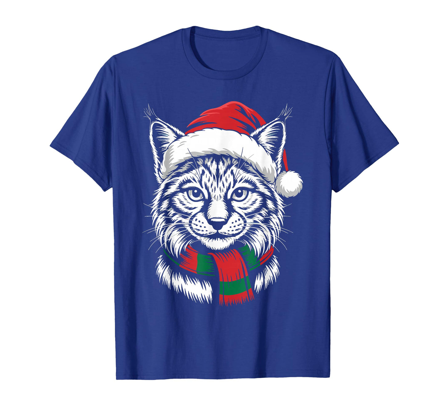 Bobcat Xmas Santa Hat Scarf Christmas Costume T-Shirt
