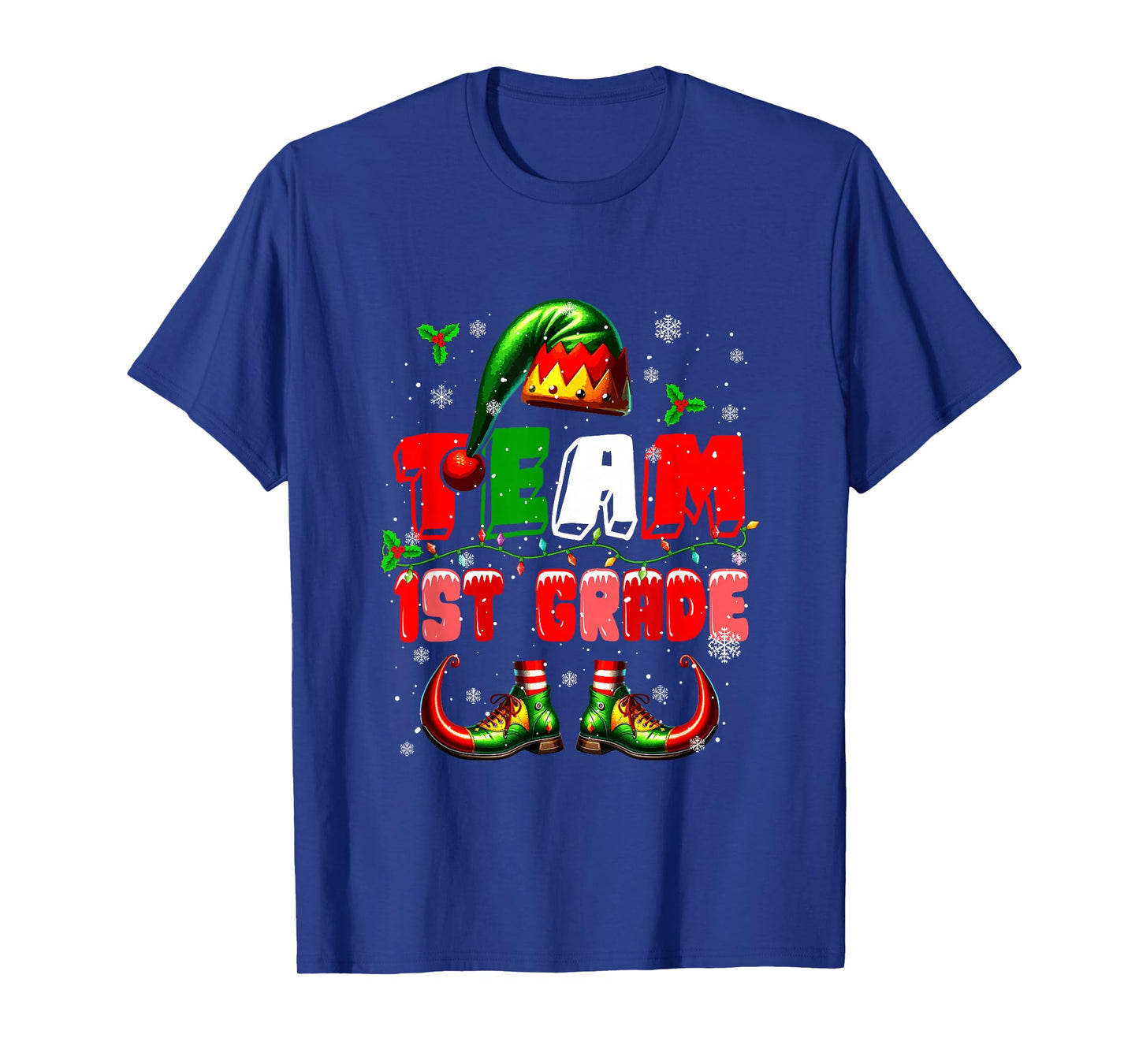 Team 1st Grade Christmas Elf Costume Teachers Students Kids T-Shirt