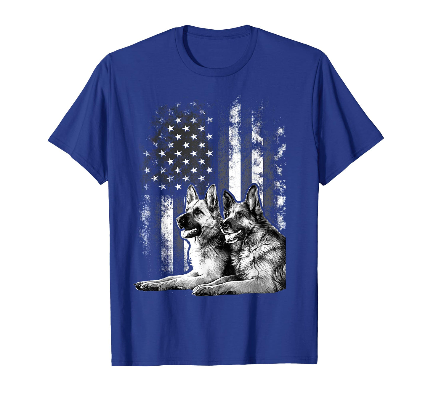 Vintage Patriotic German Shepherd American Flag 4th Of July T-Shirt