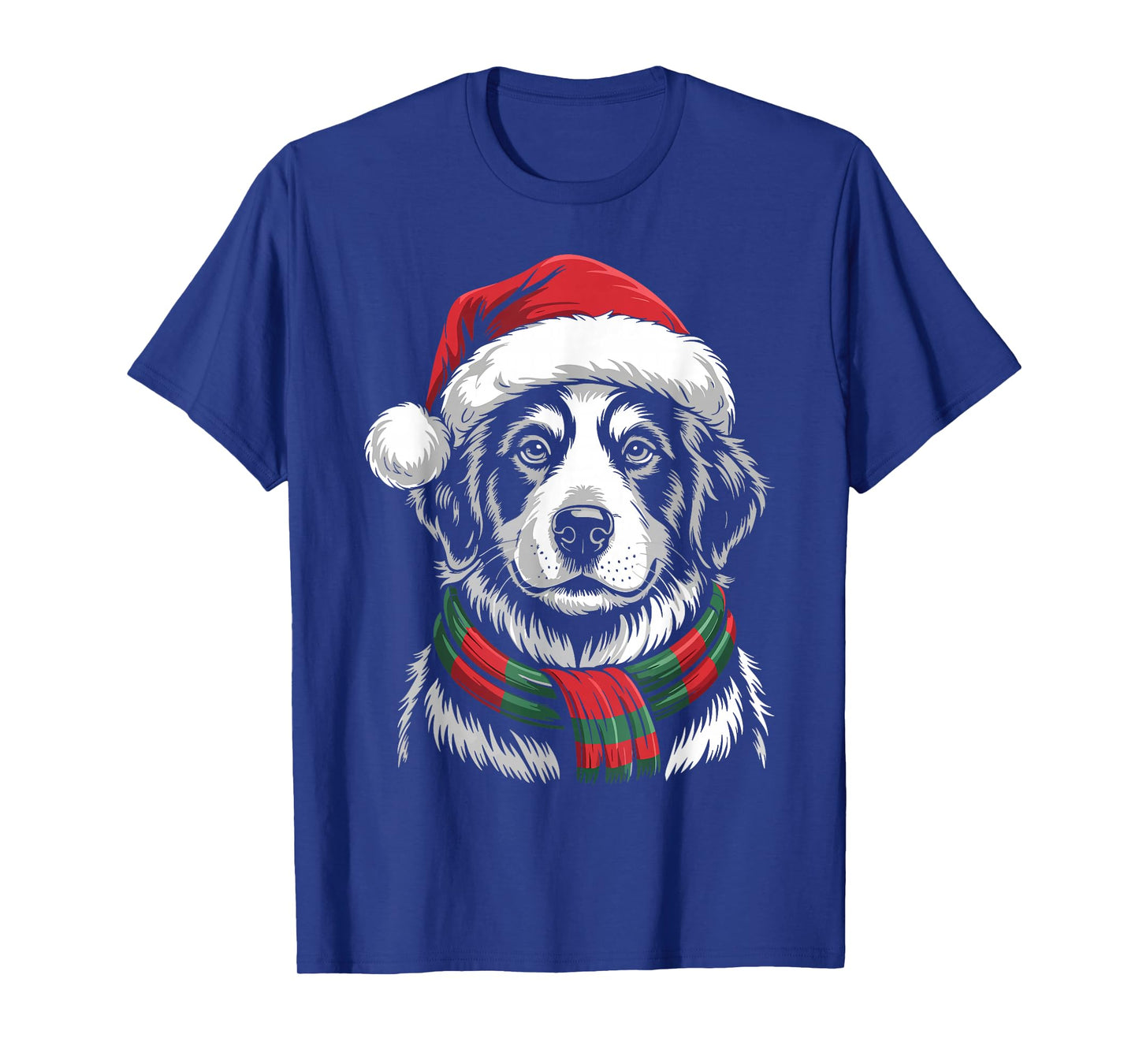 Great Pyrenees Dog Xmas Santa Hat Scarf Christmas Costume T-Shirt