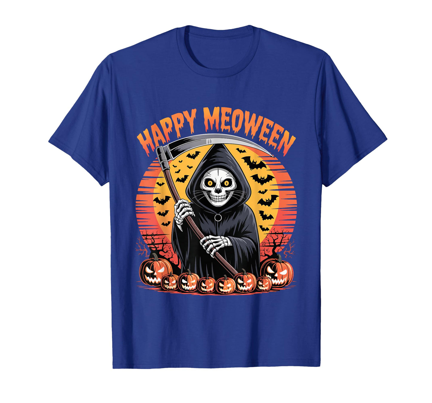 Vintage Happy Meoween Spooky Cat Lover Halloween T-Shirt