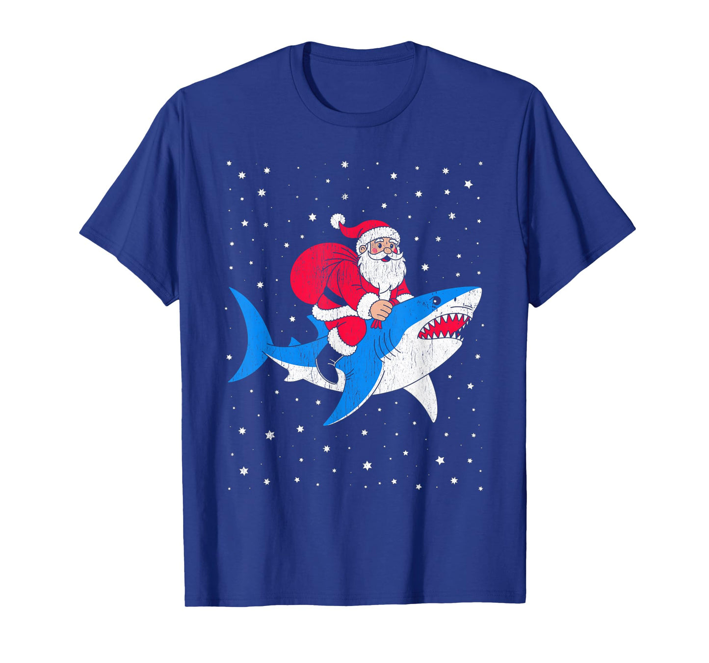 Funny Santa Riding Shark Christmas T-Shirt