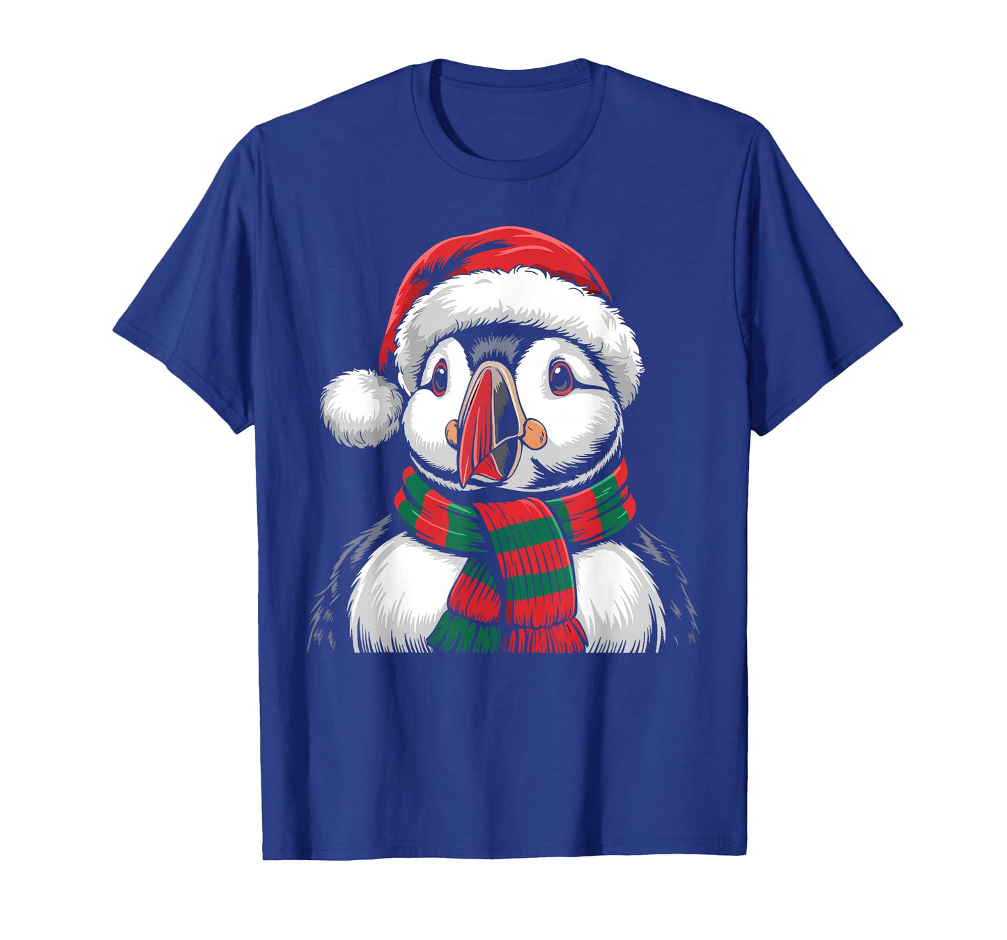 Puffin Xmas Santa Hat Scarf Christmas Costume T-Shirt
