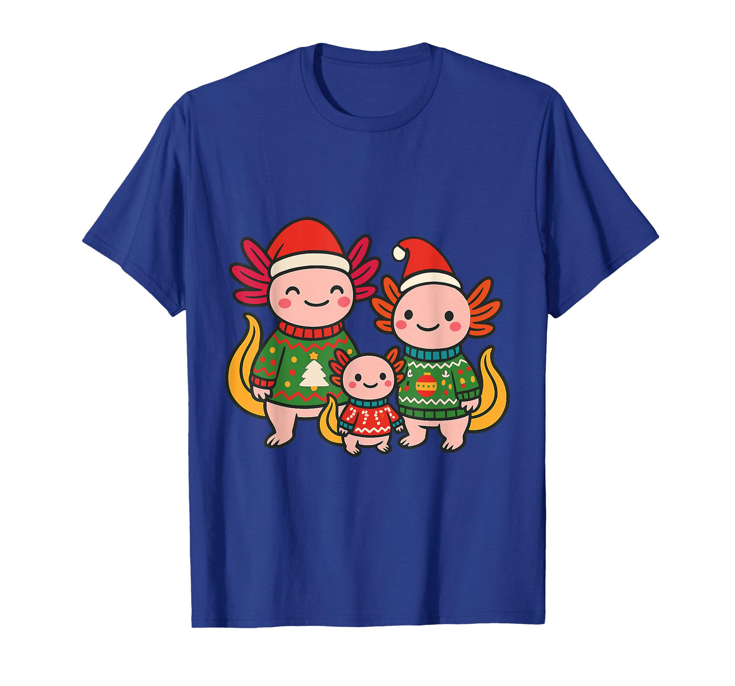 Cute Christmas Axolotl Family Holiday T-Shirt
