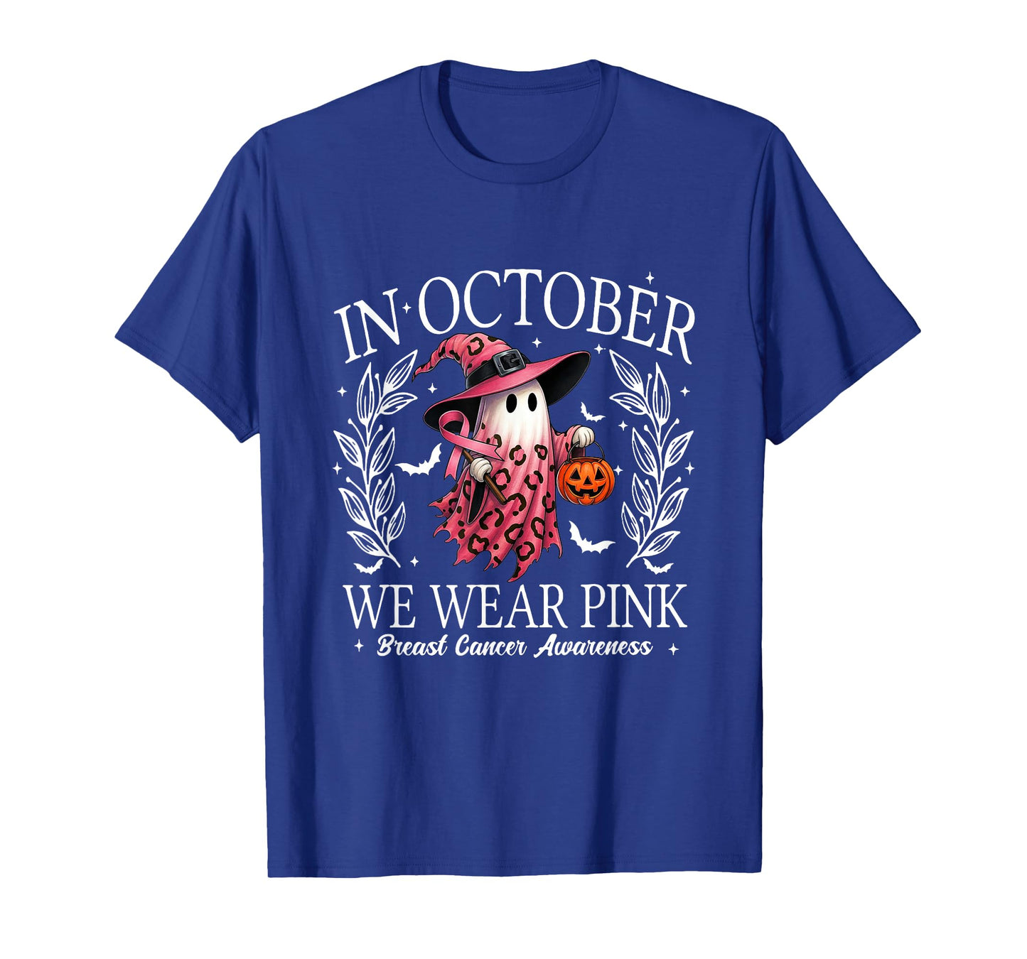 in October We Wear Pink Shirt, Breast Cancer Ghost Tee T-Shirt