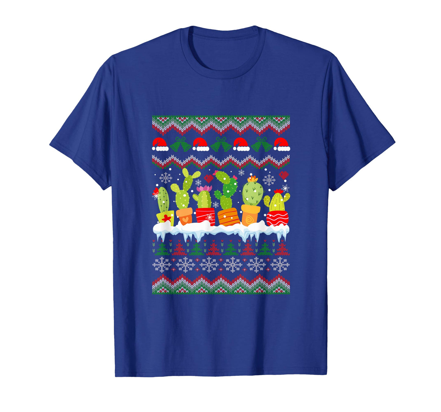 Colorful Cactus Collection Christmas Sweater Santa Gardener T-Shirt