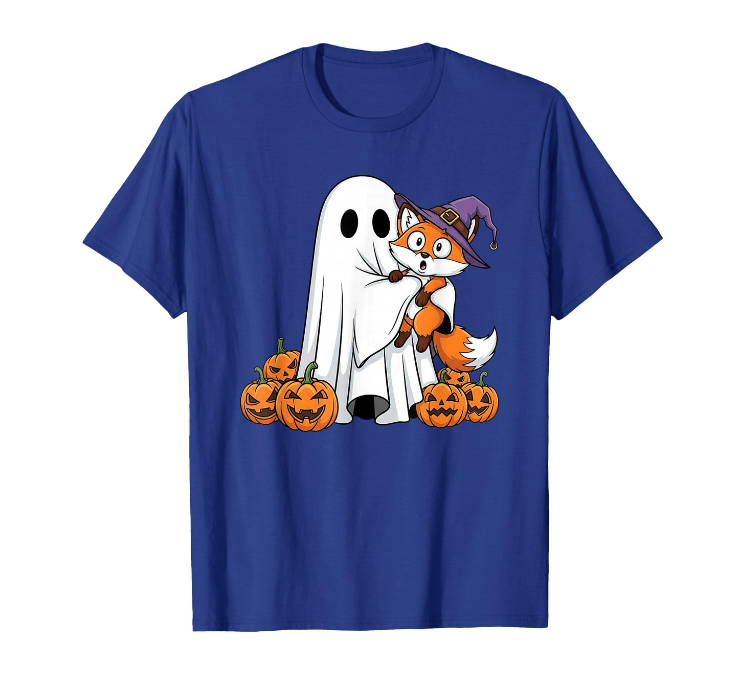 Funny Ghost Fox Pumpkin Halloween Kids Mens Womens T-Shirt