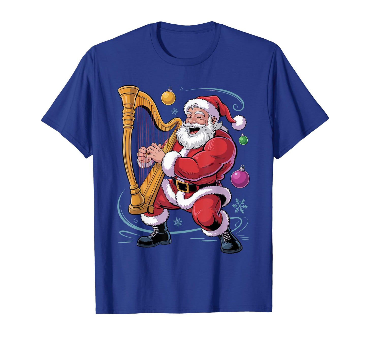 Santa Playing Harp Funny Holiday Christmas Xmas Pajama T-Shirt