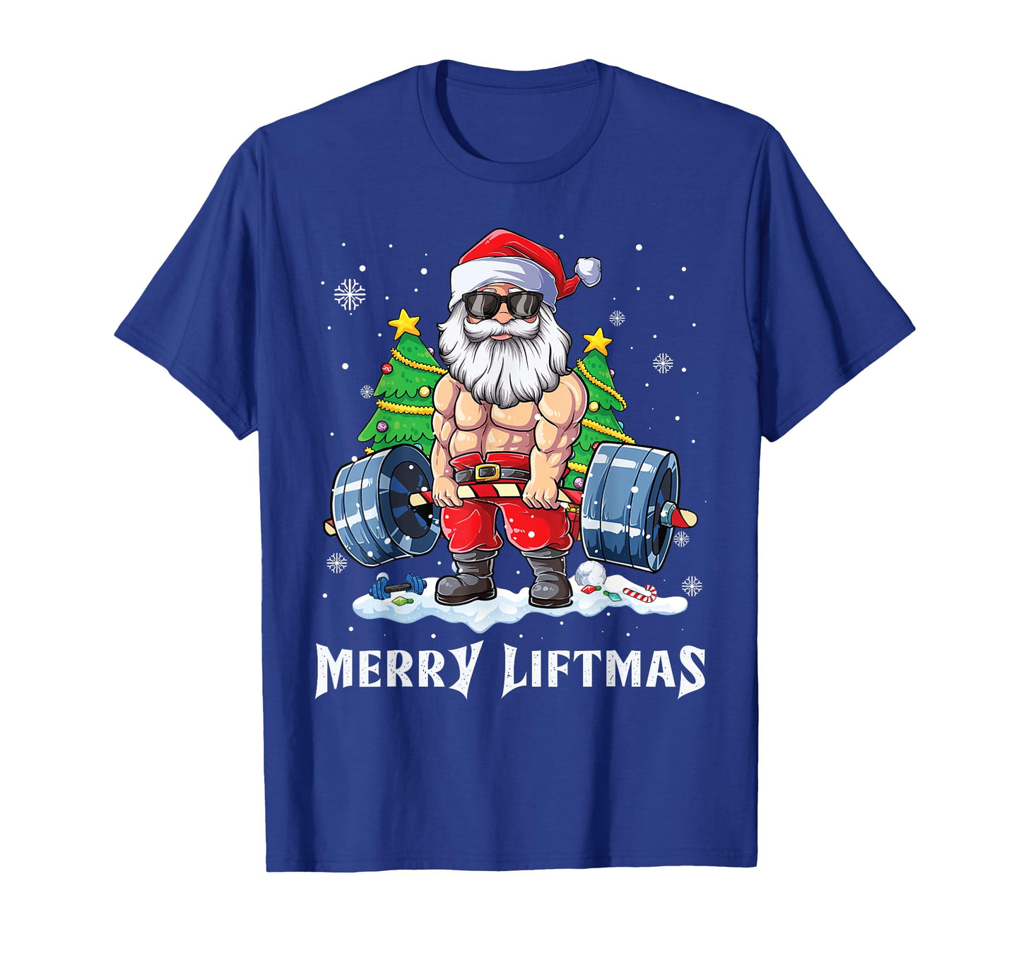 Merry Liftmas Funny Santa Claus Gym Fitness Weightlifting T-Shirt