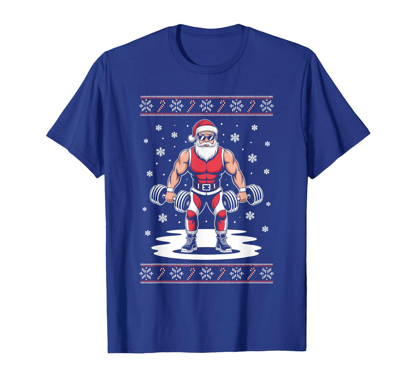 Santa Weightlifting Ugly Christmas Sweater Fitness Deadlift T-Shirt
