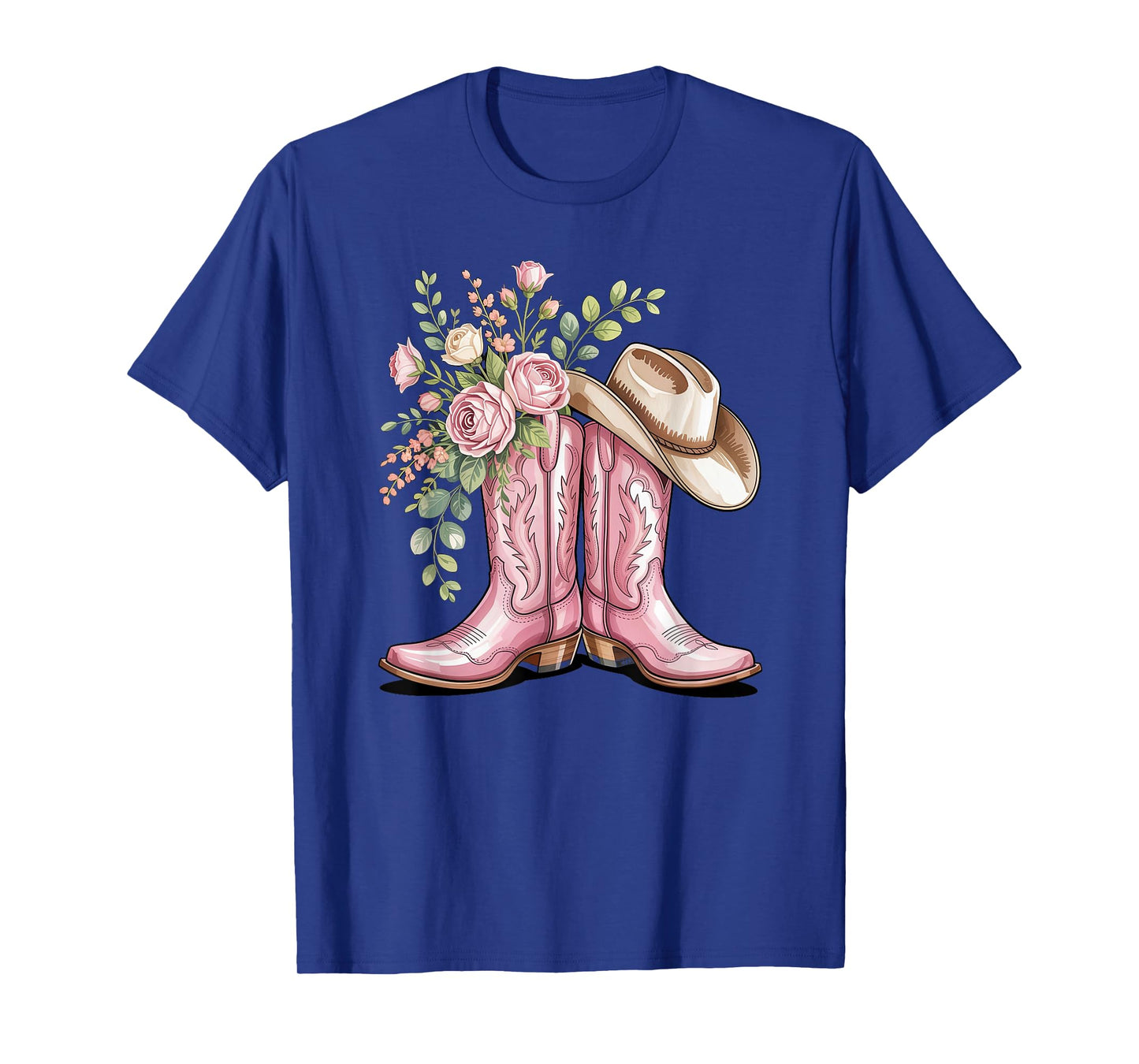 cowboy boot western country cowgirl flowers girl pink woman T-Shirt