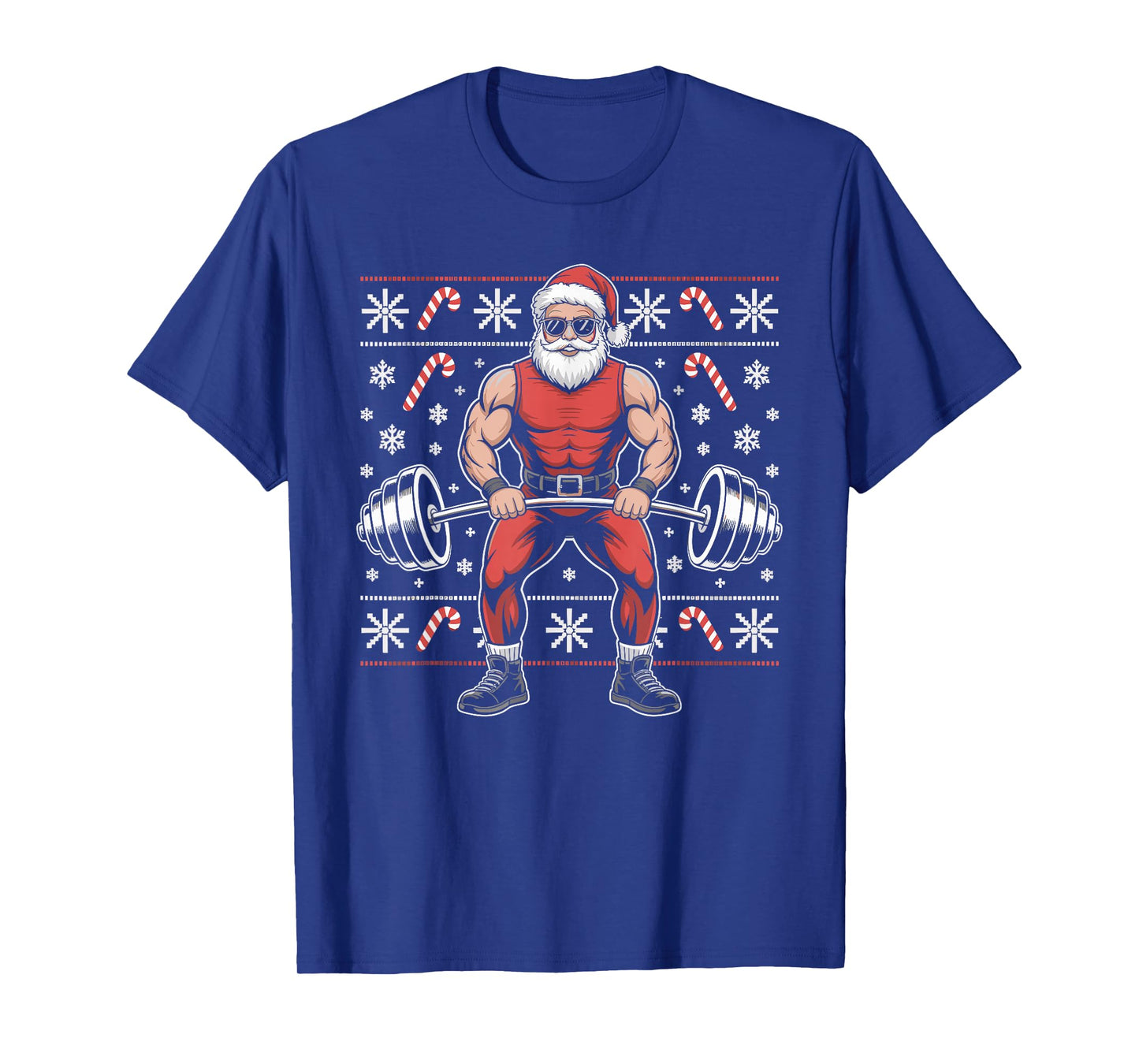 Santa Weightlifting Ugly Christmas Sweater Fitness Deadlift T-Shirt