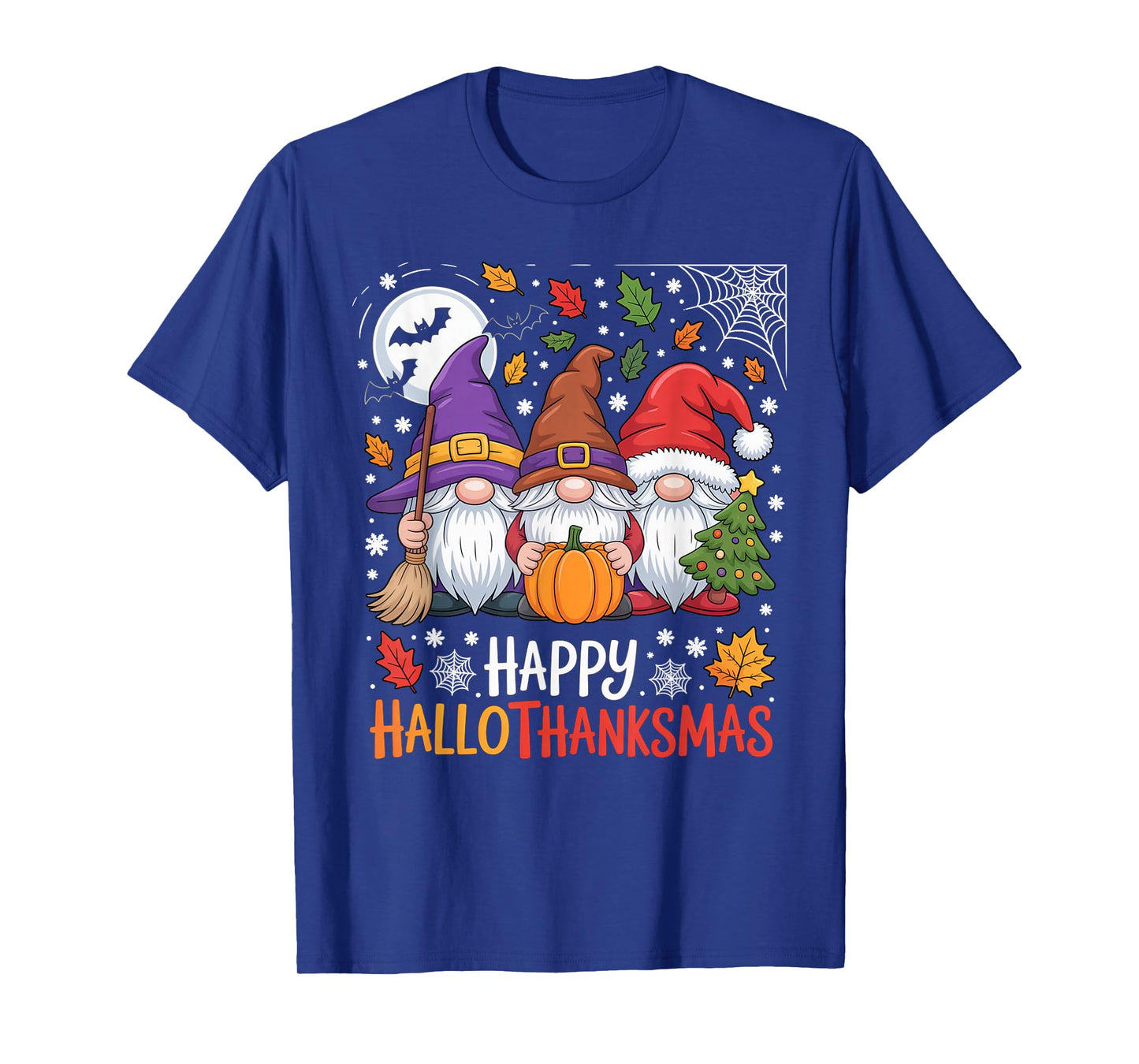 Happy Hallothanksmas Gnomes Lover Halloween Merry Christmas T-Shirt