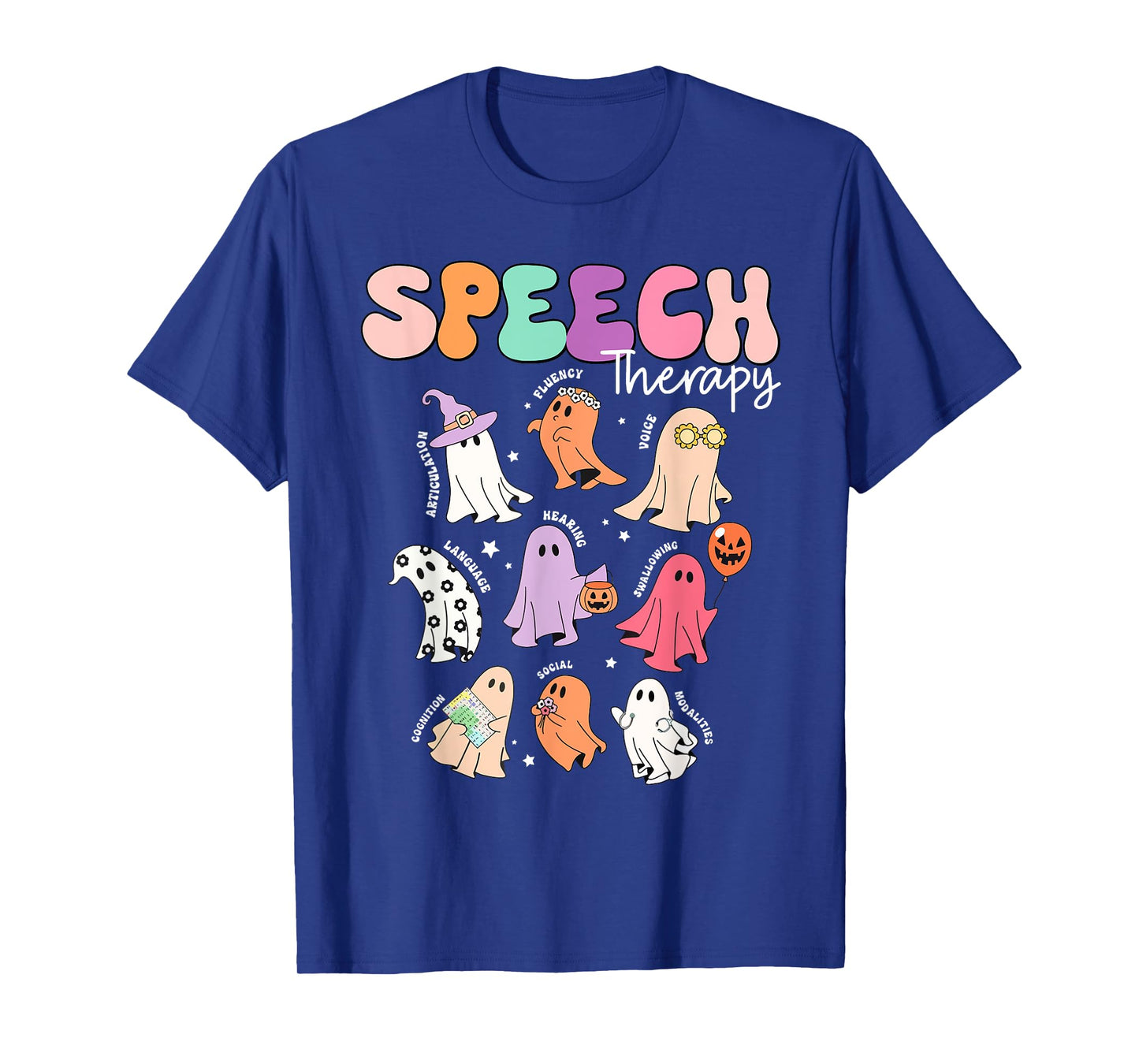 Retro SLP Ghost Halloween Speech Therapy Autumn Fall T-Shirt