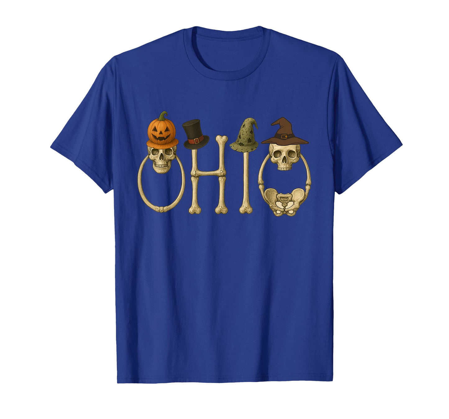 O-H-I-O Skeleton, Zombie, Witch and Pumpkin Halloween Funny T-Shirt