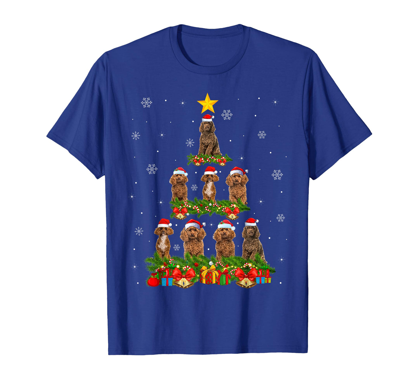 Poodle Christmas Tree Lights Santa Pet Dog Lover Xmas T-Shirt