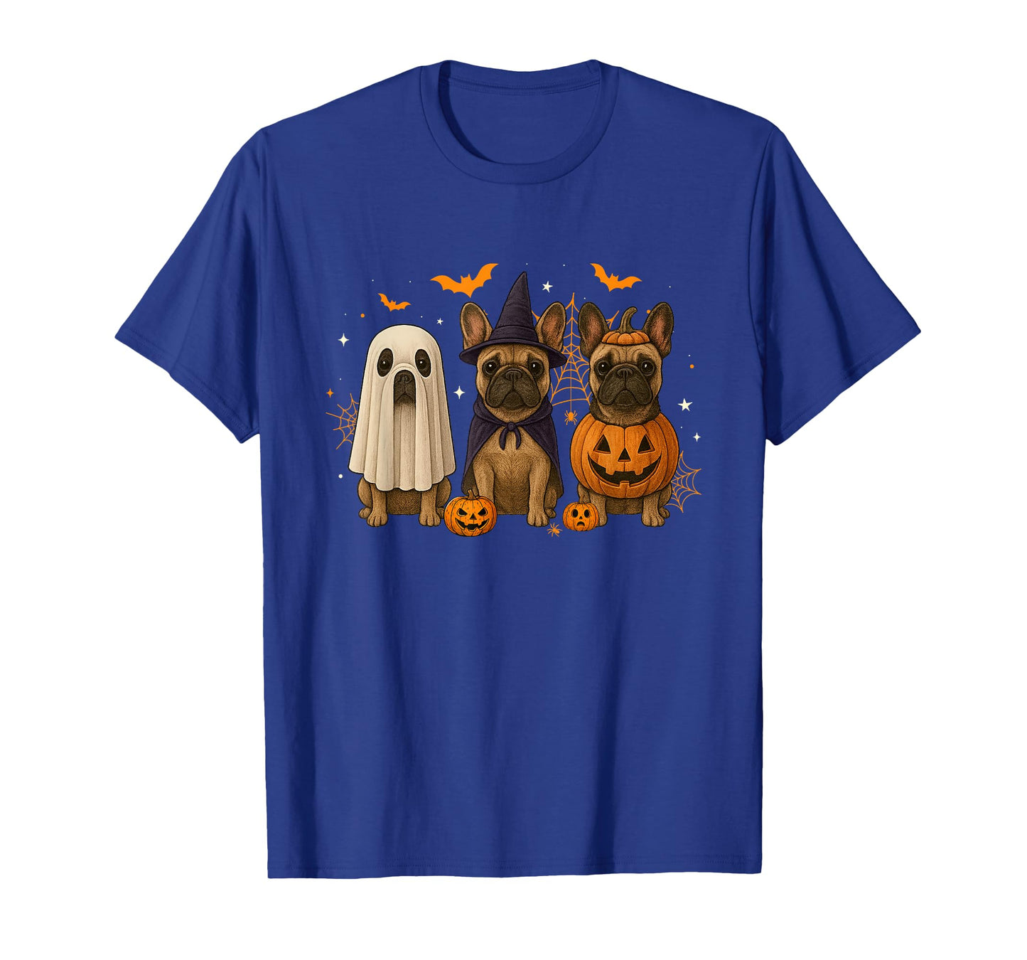 Funny French Bulldog Ghost Witch Pumpkin Halloween Costume T-Shirt