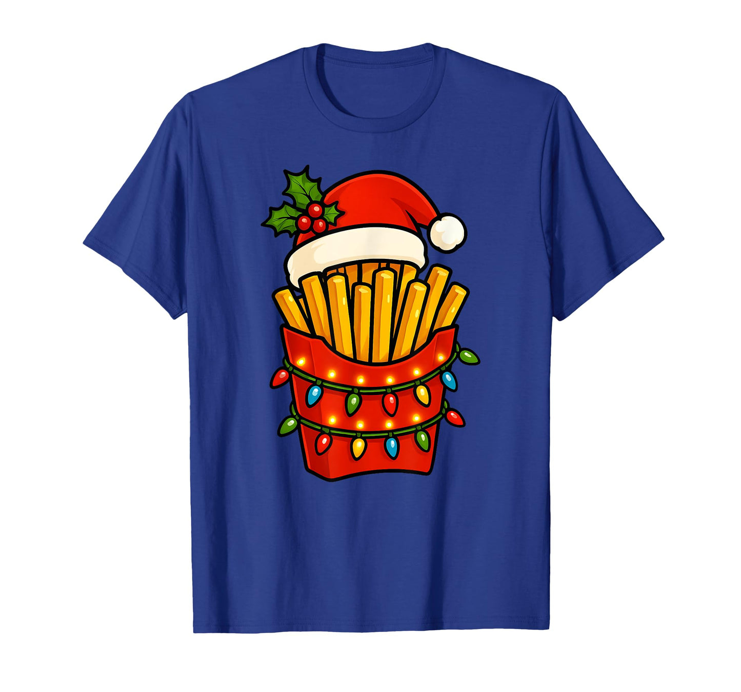 French Fries Merry Xmas Santa Hat Christmas Boys Girls Kids T-Shirt