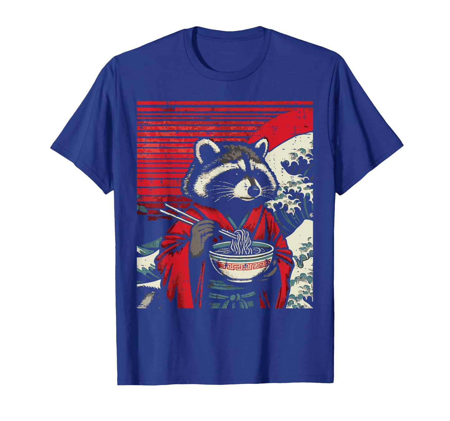Raccoon Kimono Eating Ramen Japanese Food Art Men Women Kids T-Shirt