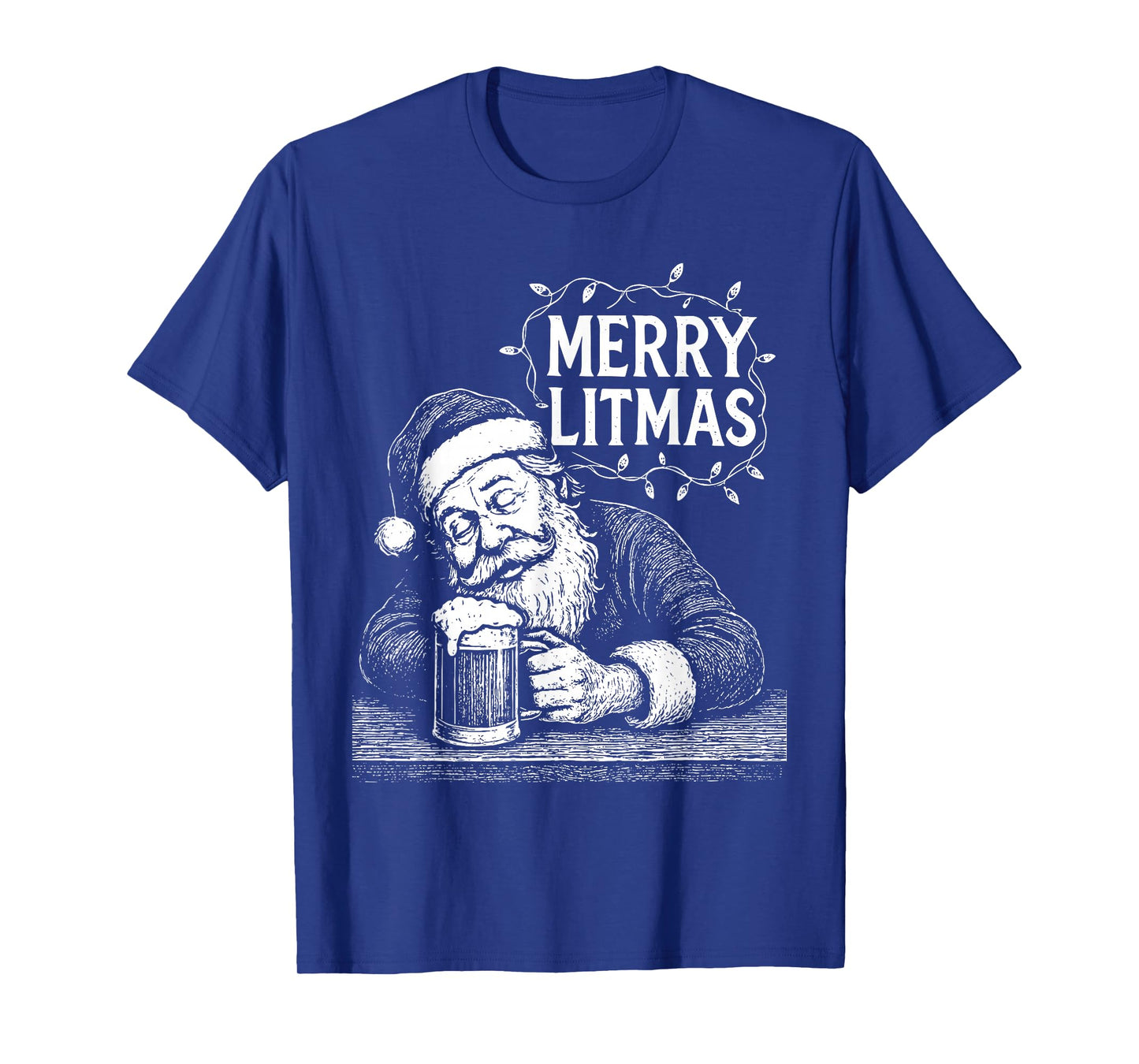 Merry Litmas Funny Drunk Santa Beer Lover Christmas T-Shirt