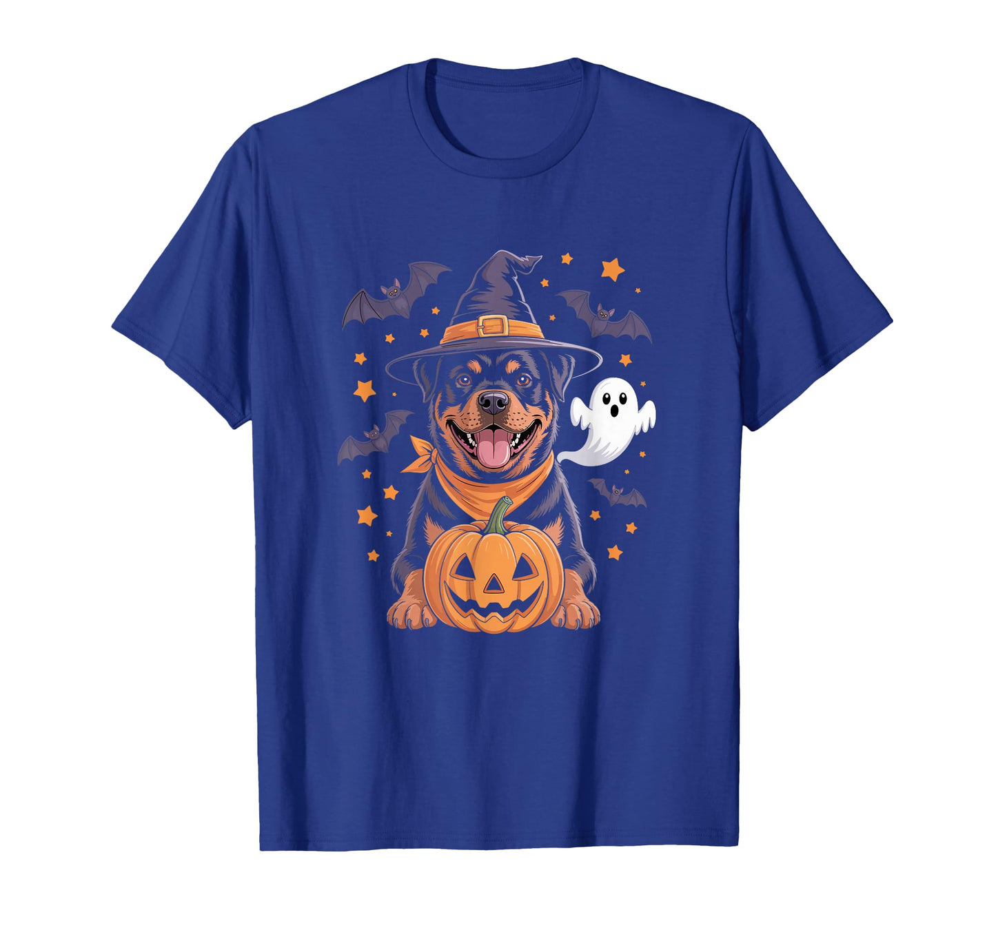 Cute Rottweiler Witch Halloween Pumpkin and Ghost T-Shirt