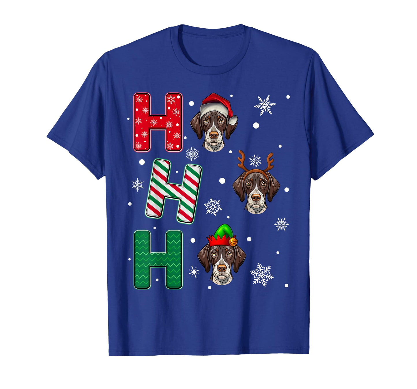 Ho Ho Ho German Shorthaired Pointer Dog Christmas Santa Elf T-Shirt