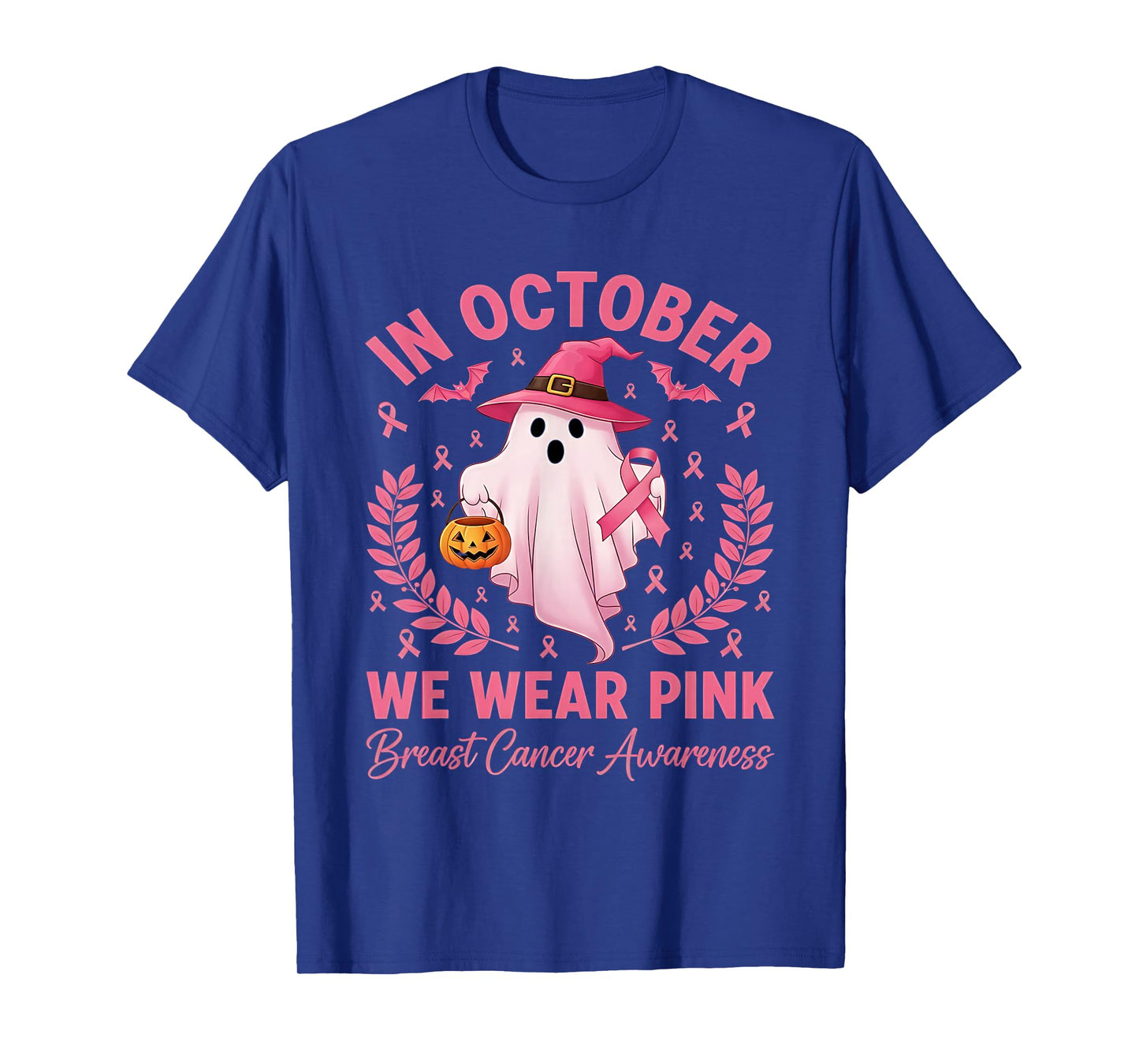 Breast Cancer Women Halloween in October We Wear T-Shirt