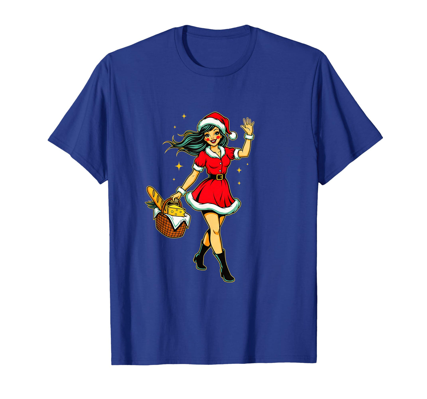 Christmas Foodie Santa Girl Funny Retro Holiday Market Humor T-Shirt