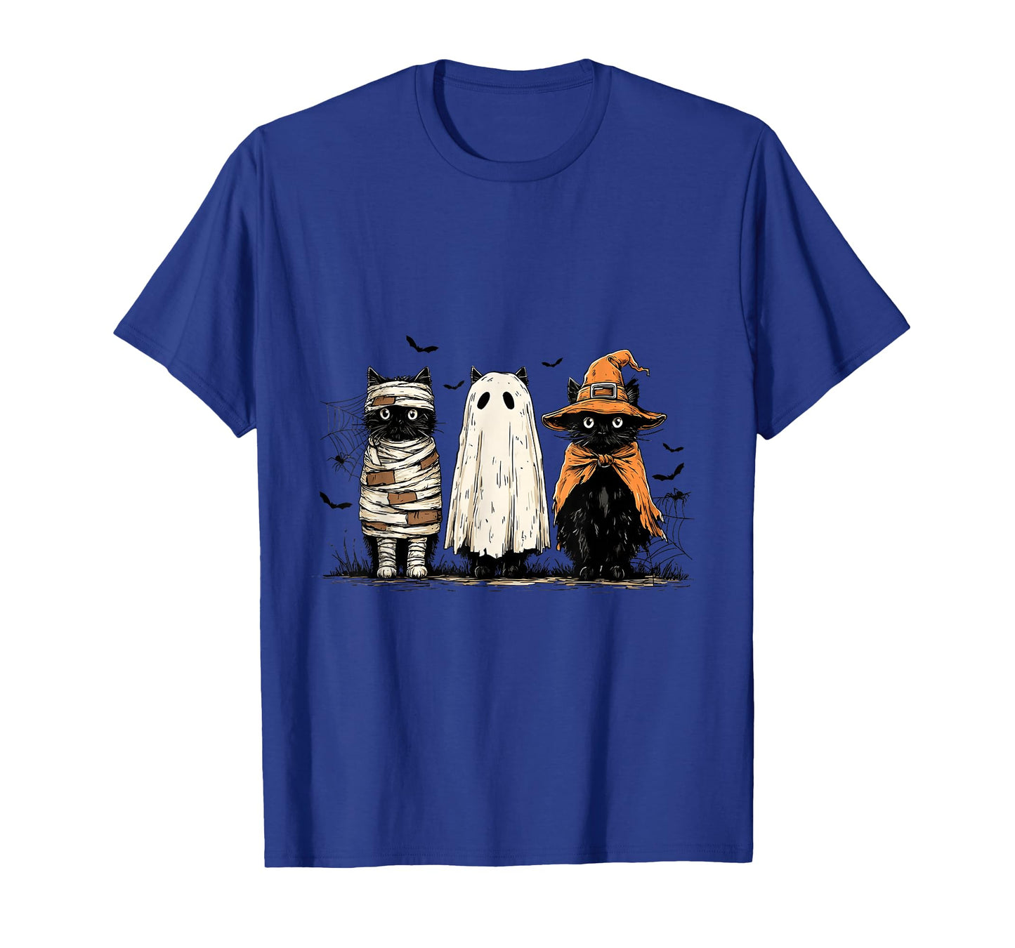 Black Cat Pumpkin Ghots Cat Retro Halloween Cat Mama Autumn T-Shirt
