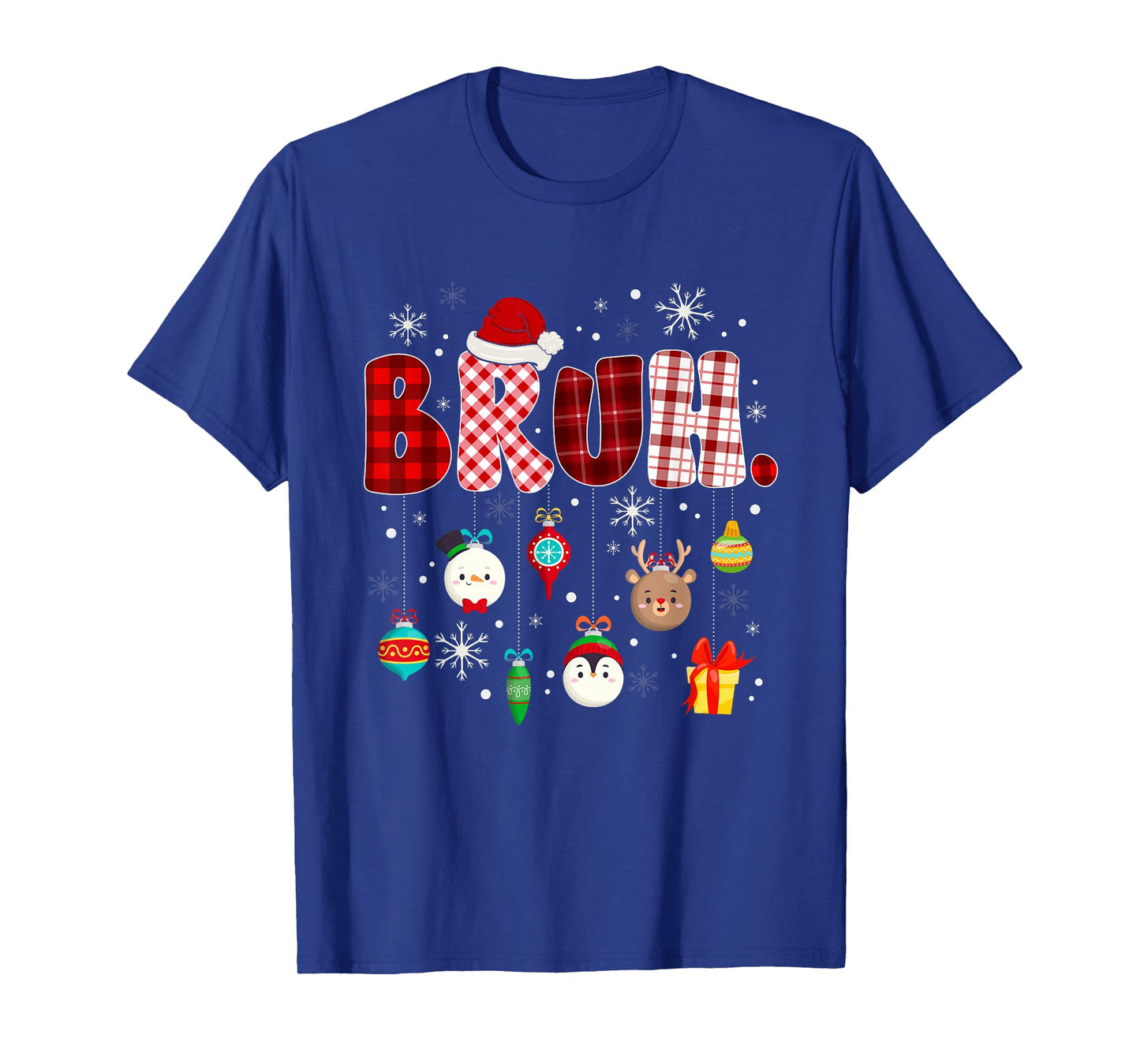 Funny Bruh Christmas Red Buffalo Plaid Xmas Holiday Pajamas T-Shirt