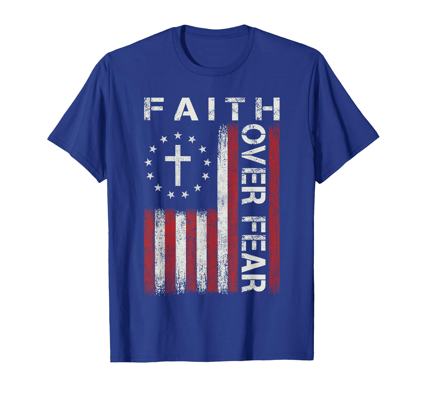 Faith Over Fear God Jesus Christian Bible Cross Religious T-Shirt
