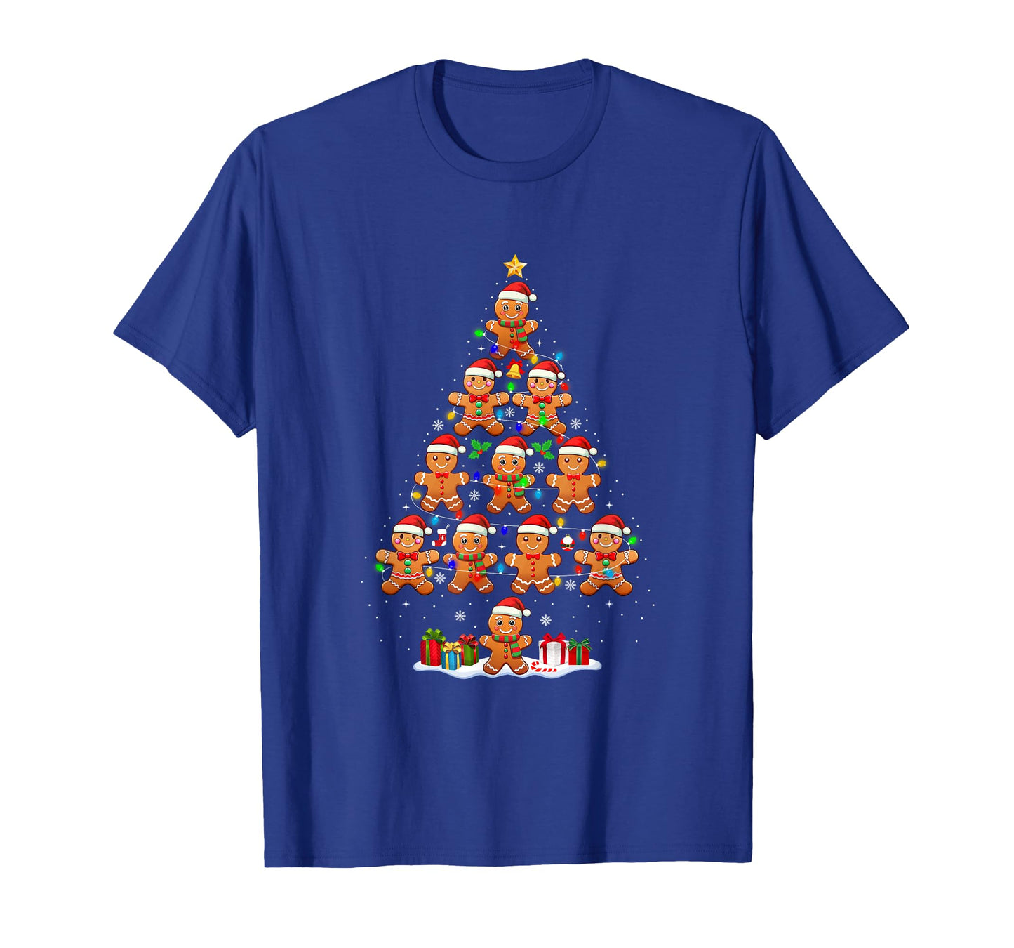 Gingerbread Christmas Tree Lights Boys Kids Xmas Pajamas T-Shirt