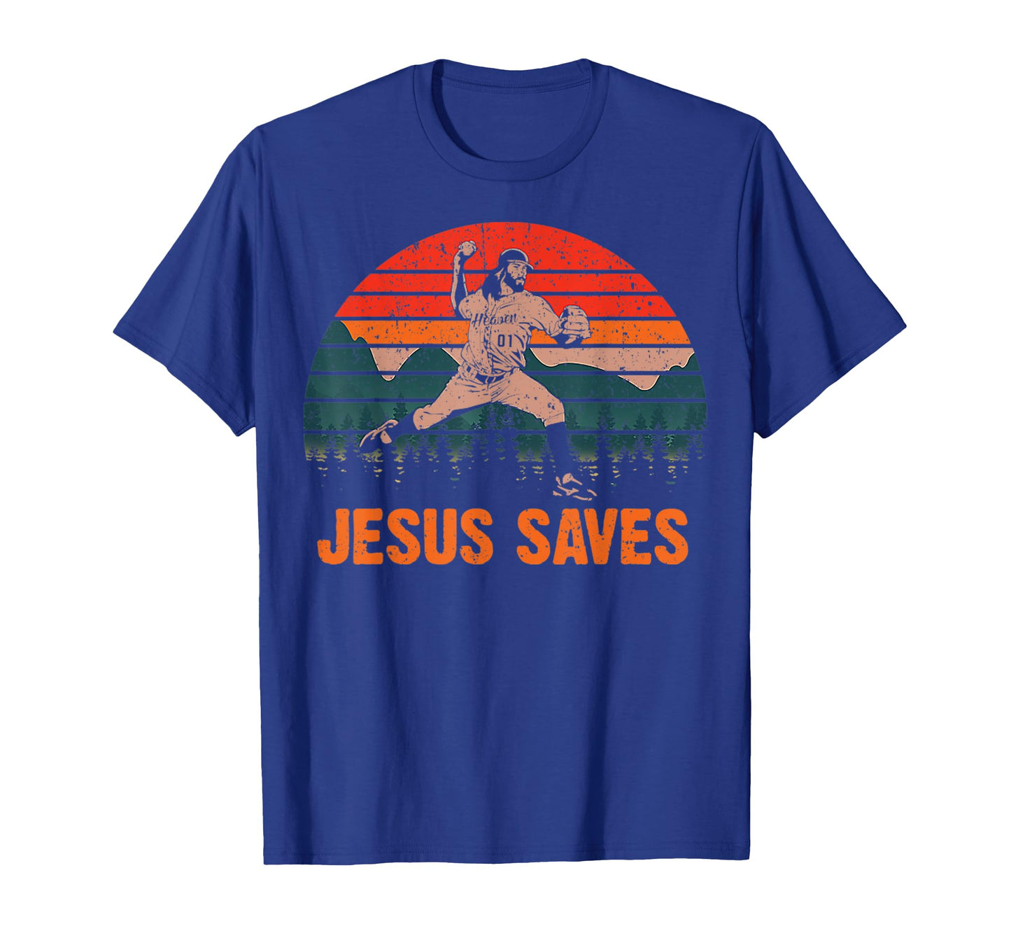 Vintage Jesus Saves Baseball Pitcher Retro 80s T-Shirt