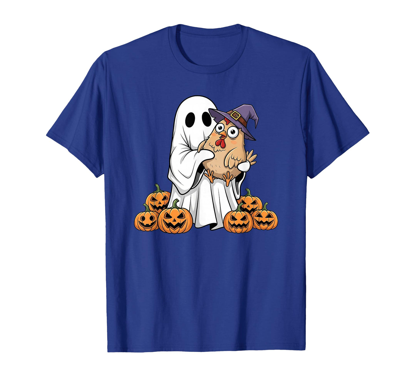 Funny Ghost Chicken Pumpkin Halloween Kids Mens Womens T-Shirt