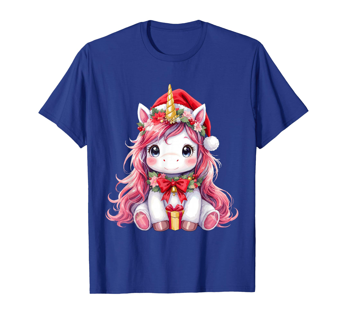 Cute Unicorn Magical Christmas Girls Kids Santa Xmas T-Shirt