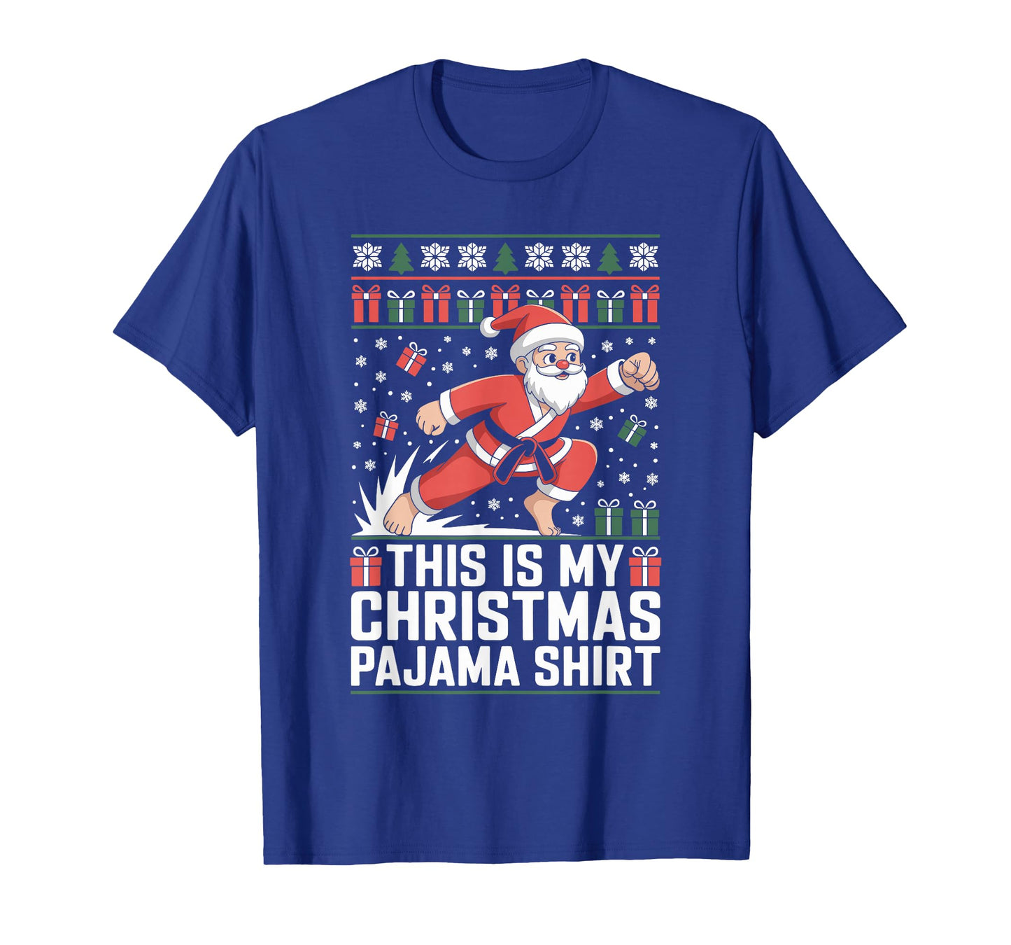 Santa Claus Karate Ugly Christmas Sweater Martial Arts T-Shirt
