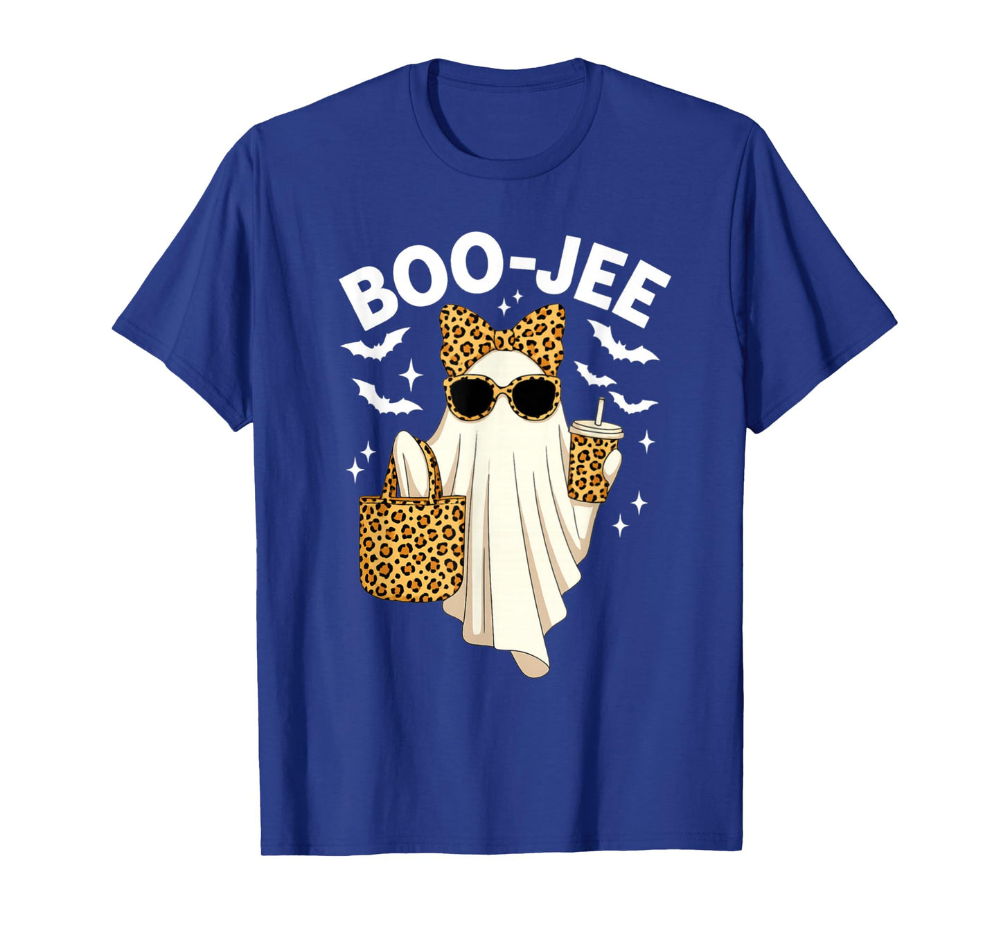 Halloween Boujee Ghost Coquette Leopard Ghost Coffee Boo-JEE T-Shirt